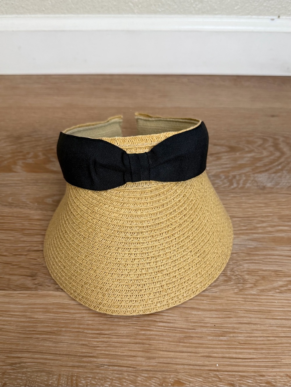 Target Straw Black Bow Sun Visor Clip On Cap Hat, OS